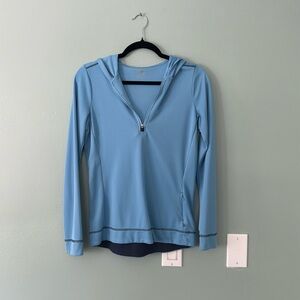 ALO Yoga Coolfit Quarter Zip Pull Over Hoodie Blue Size Medium